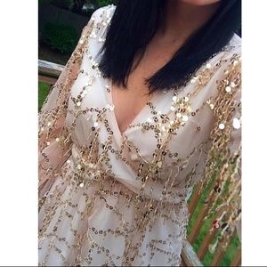 Nude and Gold Sequin Romper
